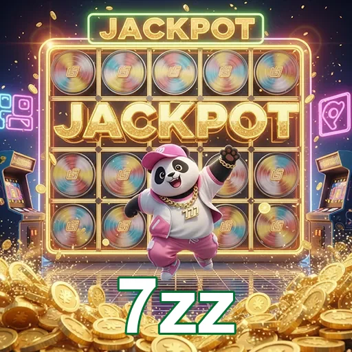 Panda sortudo em caça ao jackpot no jogo de slots do site 7zz.