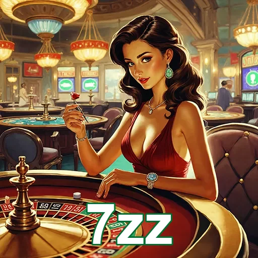 Mulher jogando roleta em um cassino, destaque do site 7zz.